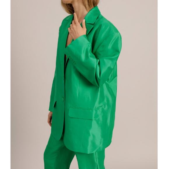 New ~ MUNTHE ~ Jaketta Green 100% Silk Oversized Blazer Size 38 US 8 ~ FALL - Picture 2 of 11